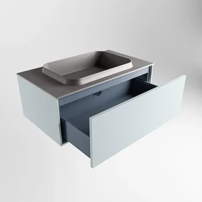 Mondiaz Erin 80cm badmeubel Clay met 1 lade en donkergrijze wastafel midden zonder kraangaten