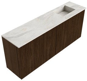 Mondiaz Joya DLux 100cm toiletmeubel walnut met wastafel faye rechts 1 kraangat ostra