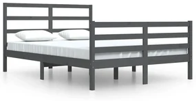 vidaXL Bedframe massief grenenhout grijs 140x200 cm