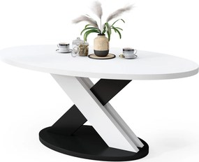 Mazzoni LOXA Wit / Zwart - OVALE SALONTAFEL 120x65 cm