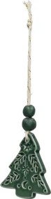 Hanger, porselein, kerstboom, groen