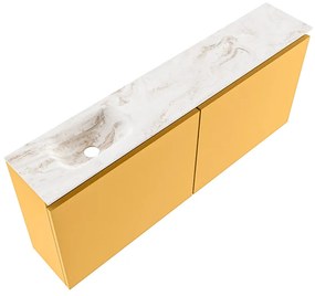 Mondiaz Ture DLux toiletmeubel 120cm ocher met wastafel frappe links zonder kraangat