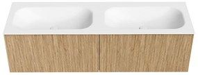 Mondiaz Kurve 150cm badmeubel oak met 2 lades en wastafel big small dubbel zonder kraangat