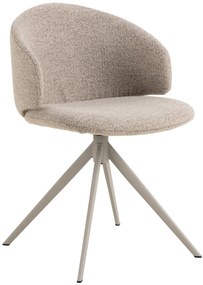 NELA Beige Latte (stof Monza 90)/beige poten - MODERNE GESTOFFEERDE DRAAISTOEL VOOR WOONKAMER/EETKAMER/KANTOOR LOFT