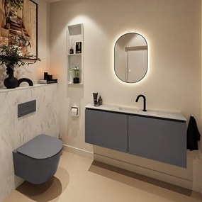 Mondiaz Ture DLux toiletmeubel 120cm dark grey met wastafel opalo midden met kraangat