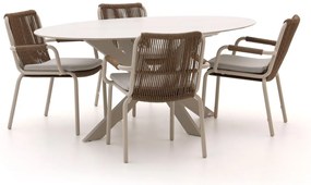 Diningset Bellagio | 4 personen sintered stone | Tuinset stapelbaar | 5-delig | Kees Smit Tuinmeubelen