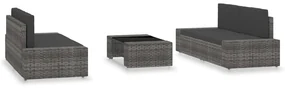 vidaXL 5-delige Loungeset poly rattan grijs