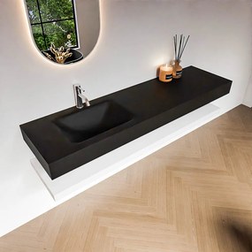 Zaro Alan badmeubel 170cm met planchet talc en vrijhangende wastafel cloud links 1 kraangat urban