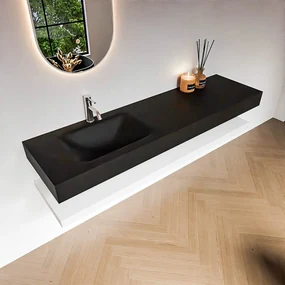 Zaro Alan badmeubel 170cm met planchet talc en vrijhangende wastafel cloud links 1 kraangat urban