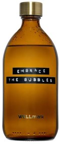 Wellmark Badzeep bruin glas messing dop fles 500ml tekst EMBRACE THE BUBBLES 8720165018611