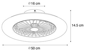 LED Plafondventilator met lamp wit 50 cm met ster effect en afstandsbediening - Climo Modern rond Binnenverlichting Lamp