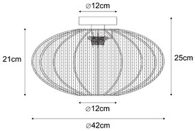 Japandi plafondlamp bruin met stoffen kap - Bida Design E27 rond Binnenverlichting Lamp