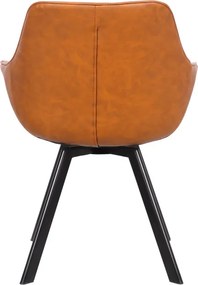 Eetkamerstoel - Ringo - Draaibaar - Lederlook cognac