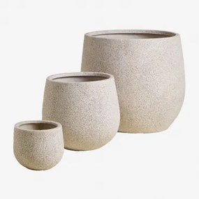 Set Van 3 Buitenpotten Ø50 Cm / Ø35 Cm / Ø20 Cm In Polyresin Ugor Licht Zandbruin - Sklum