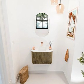 Mondiaz Joya 65cm toiletmeubel ronding links/rechts dusk met wastafel faye midden zonder kraangat talc