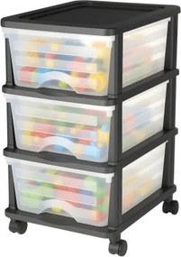 VEVOR Ladewagen Ladekast met 3 lades (17 L / per), Ladekast met wielen Ladekast met doorzichtige containers voor kantoorbenodigdheden Hobbylokalen Klaslokalen