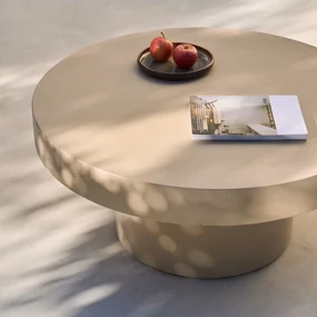 Kave Home Aiguablava Grote Salontafel Rond Cement Beige 90 Cm - 90 X 90cm.