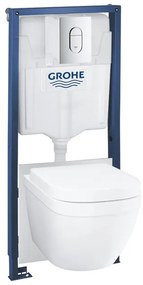 GROHE Euro Ceramic toiletset - spoelrandloos - softclose zitting - bedieningsplaat chroom - glans wit 39536000