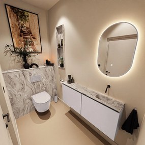 Mondiaz Ture DLux toiletmeubel 120cm cale met wastafel glace rechts zonder kraangat