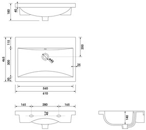 Brauer Halo wastafel keramiek 60cm zonder kraangat wit glans