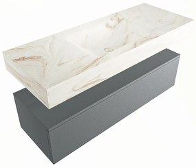 Mondiaz Alan DLux badmeubel 120cm plata 1 lade met wastafel frappe midden 1 kraangat