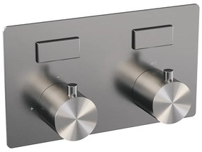 Brauer Brushed Edition thermostatische inbouw badkraan met uitloop en 3 standen handdouche set 4 RVS geborsteld PVD