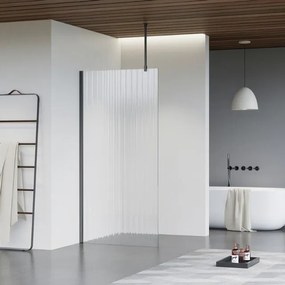 Fortifura Galeria inloopdouche - 60x200cm - ribbelglas - plafondarm - Geborsteld Gunmetal PVD SW797950/SW797907/SW804545