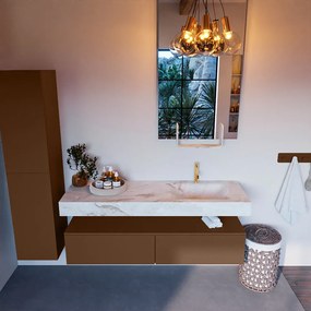 Mondiaz Alan DLux badmeubel 150cm rust 2 lades met wastafel frappe rechts 1 kraangat