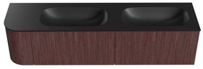 Mondiaz Kurve 175cm badmeubel ronding links ruby met 2 lades en 1 deur en wastafel big small dubbel/rechts zonder kraangat urban
