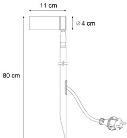 Buitenlamp Prikspot zwart 80cm incl. LED verstelbaar IP65 incl. snoer en stekker - Carl Modern IP65 Buitenverlichting rond