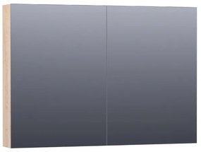 Saniclass Plain Spiegelkast - 100x70x15cm - 2 links/rechtsdraaiende spiegeldeuren - MFC - legno calore SK-PL100LC
