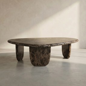 Lage Salontafel Bruin Marmer - 100 X 85cm.