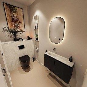 MONDIAZ TURE-DLUX 80cm toiletmeubel Urban. EDEN wastafel Ostra positie links. Zonder kraangat. TUREDX80URBL0OST