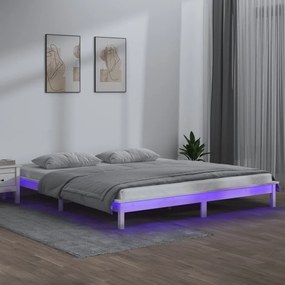 vidaXL Bedframe LED massief hout wit 140x200 cm
