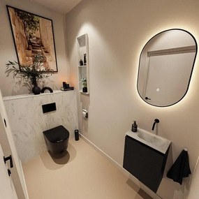 MONDIAZ TURE-DLUX 40cm toiletmeubel Urban. EDEN wastafel Opalo positie rechts. Zonder kraangat. TUREDX40URBR0OPA