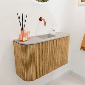 Mondiaz Joya DLux 75cm toiletmeubel ronding links/rechts oak met wastafel faye midden zonder kraangat glace