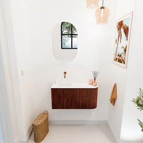 Mondiaz Joya 80cm toiletmeubel ronding rechts ruby met wastafel faye links zonder kraangat talc