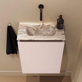 Mondiaz Ture DLux toiletmeubel 40cm rosee met wastafel glace midden zonder kraangat