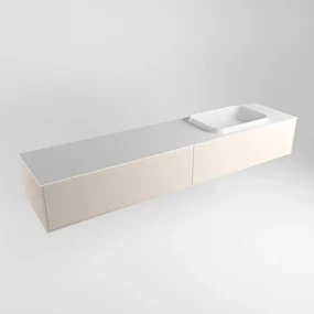 Mondiaz Erin 200cm badmeubel Linen met 2 lades en witte wastafel rechts zonder kraangaten