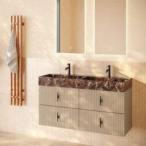 Muebles Murcia badmeubel ribbelfront 120cm macchiato met Dark Emperador wastafel met kraangaten