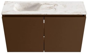 Mondiaz Ture DLux toiletmeubel 80cm rust met wastafel frappe links zonder kraangat