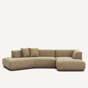 Rechte open hoekbank in stonewashed fluweel, JACOPO