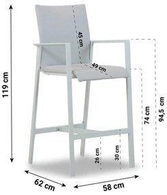 Barstoel Aluminium Wit Lifestyle Garden Furniture Rome  wit