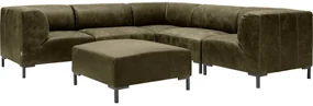 Goossens Excellent Hoekbank Marshall Met Hocker groen, leer, 2 x 1,5-zits, urban industrieel