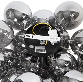 Design plafondlamp zwart met smoke glas 4-lichts - Uvas