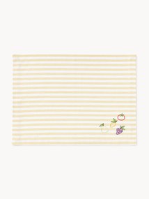 Gestreepte placemats Melony met geborduurde motieven, 2-delig