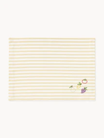 Gestreepte placemats Melony met geborduurde motieven, 2 stuks