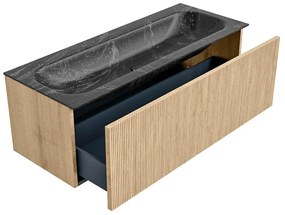 Mondiaz Kurve-dlux 120cm badmeubel oak met 1 lade en wastafel big large midden 2 kraangaten lava