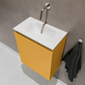 Mondiaz Ture 40cm toiletmeubel ocher met wastafel talc midden geen kraangat