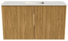 Mondiaz Joya DLux 70cm toiletmeubel oak met wastafel faye midden zonder kraangat ostra